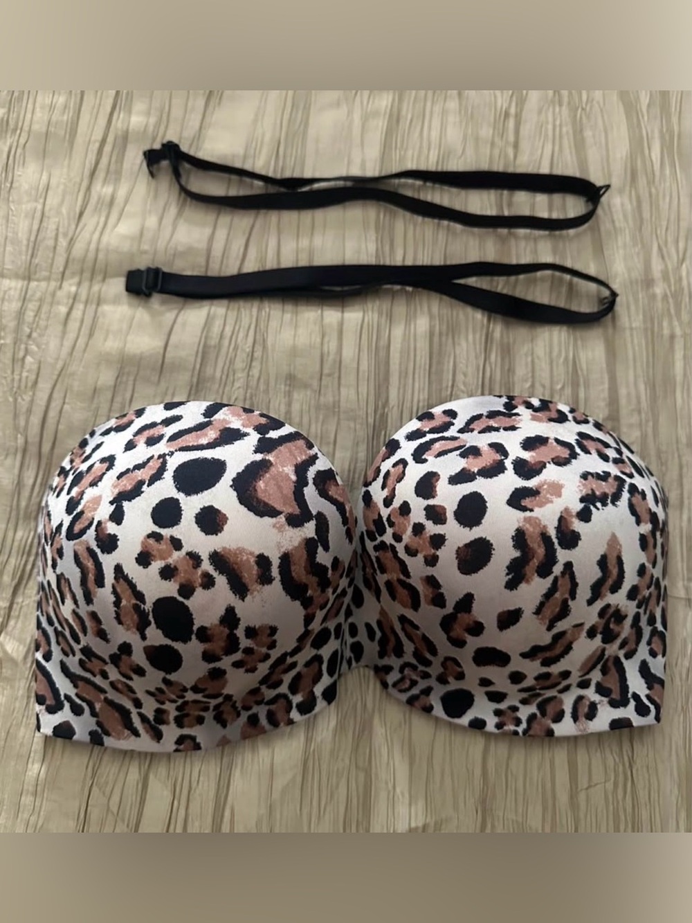 Victoria’s secret Strapless Leopard Print Push-Up Bra - Beige/Black